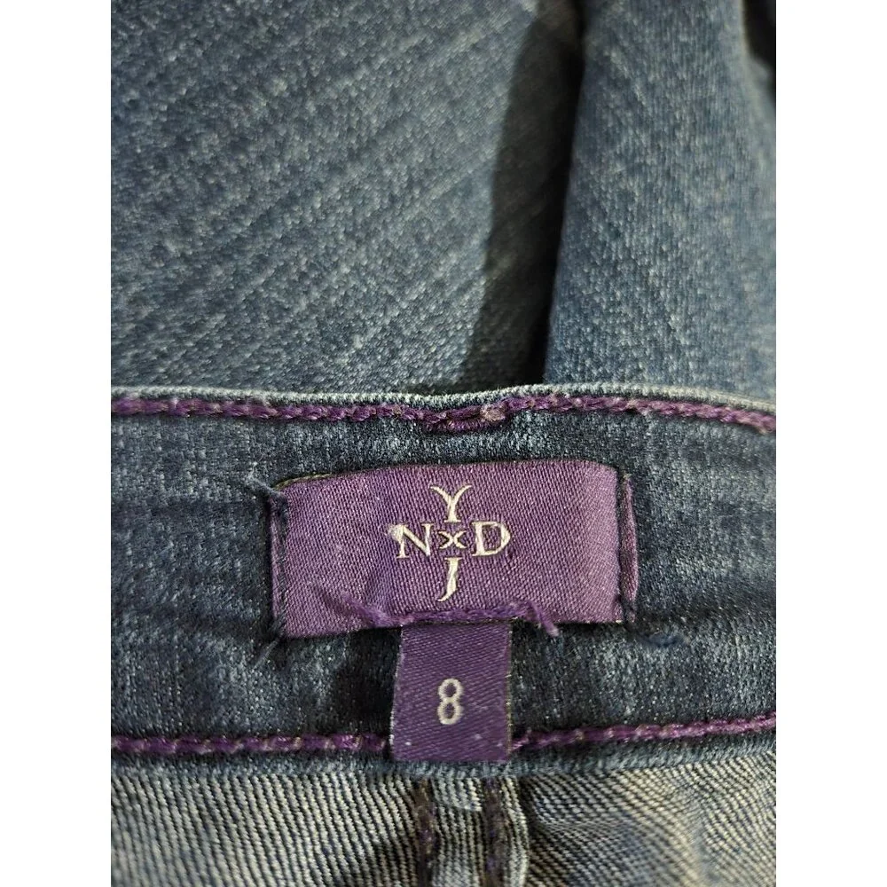 NYDJ Women Lift Tuck Technology Burbank Straight Denim Blue Jeans Size 8 Stretch